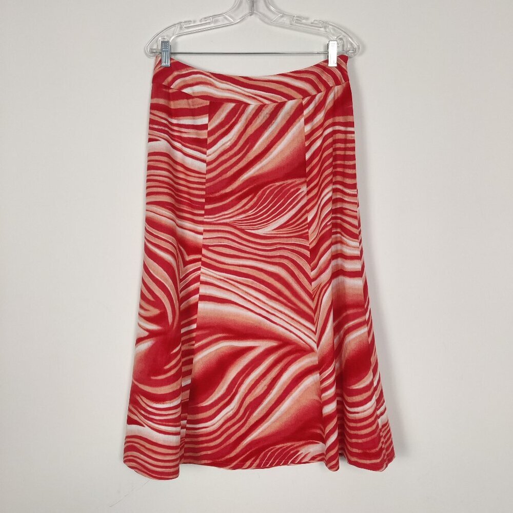 Kasper Essential Sportswear Women's Skirt Size 8 Linen Rayon Orange Red A Line